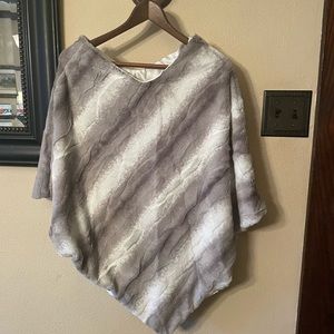 Faux fur poncho one size